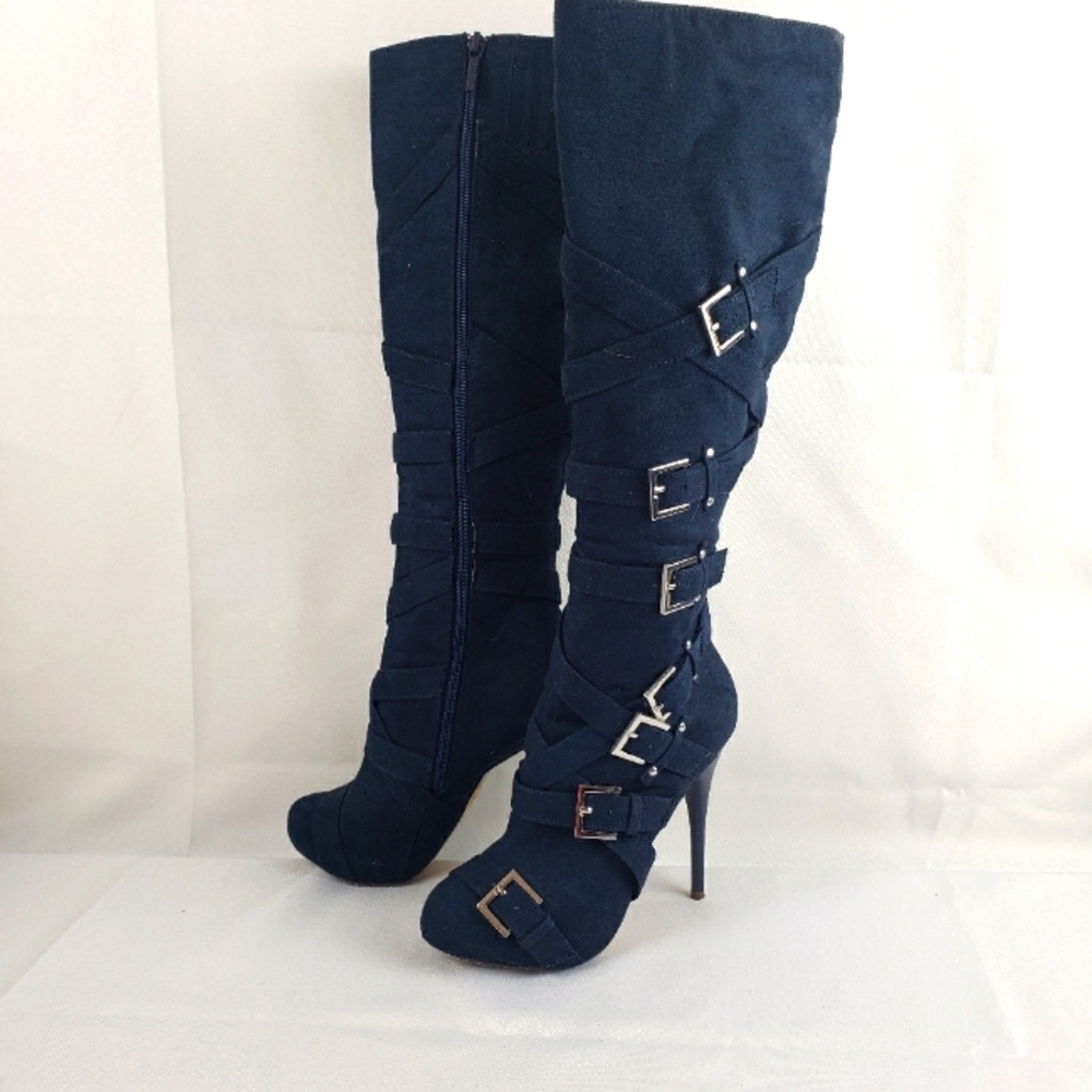 Michael Antonio Women's Oliver Knee-High Boot Midnight Blue, Sz 6